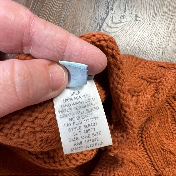 she + sky orange poncho sweater SZ OS - Picture 4 of 4